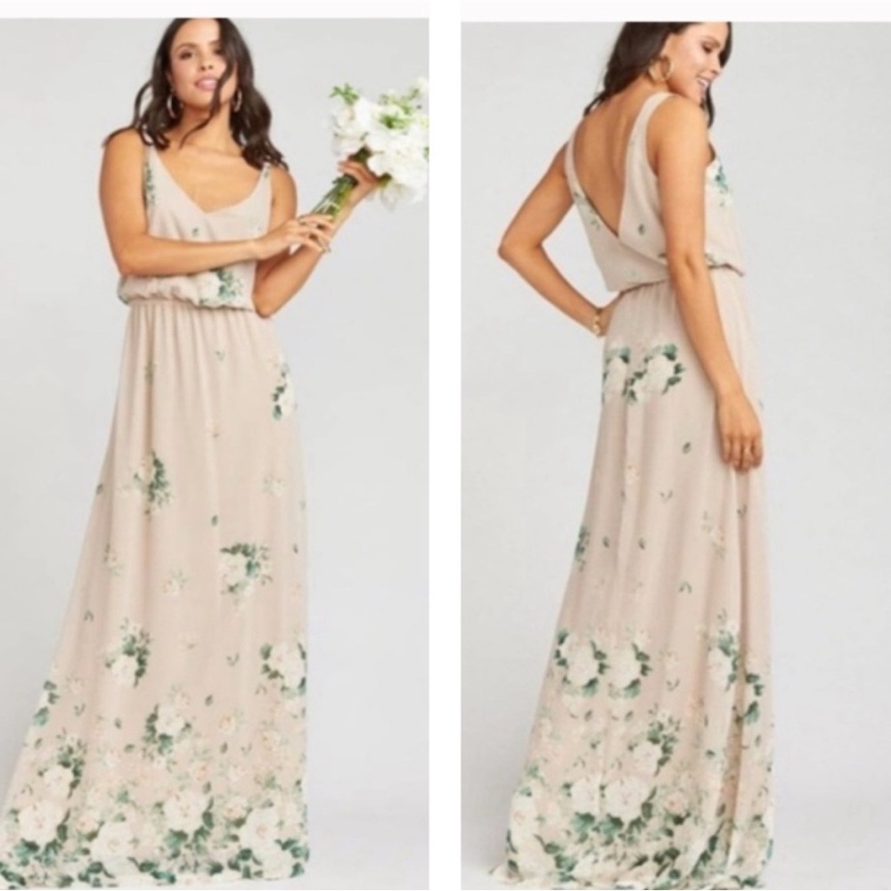 Show me your MuMu Elegant Floral Maxi Dress in Blush Beige Small